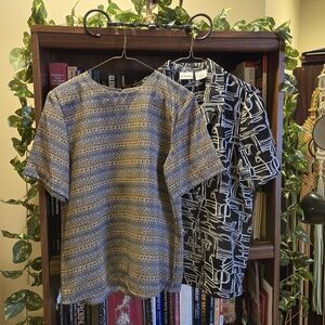 Batch of 2 Blouses • Kathy Che & Liz Baker • Short Sleeve Prints • Sizes S & 6